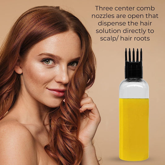 20465 Hair Oil Applicator Bottle with Comb Nozzle 100ml Transparent Refillable Leak-Proof Hair Root Comb Bottle