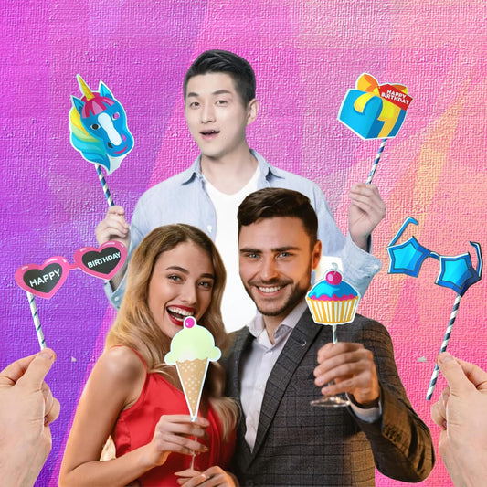 20457  20 Pcs Happy Birthday Decoration Props Photoshoot Props for Birthday Funny Photo Booth Props for Kids Prop Items