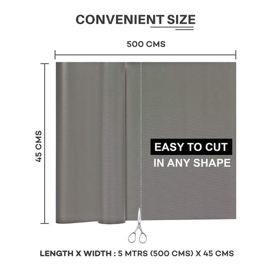21145 EVA Anti Slip Shelf Liners for Kitchen Shelves & Fridge Mat – Food Grade, Washable Drawer Liners for Kitchen, Cabinet, Table, Refrigerator – Shelf Liner Sheet (45cm X 5 Meters Roll, Grey)