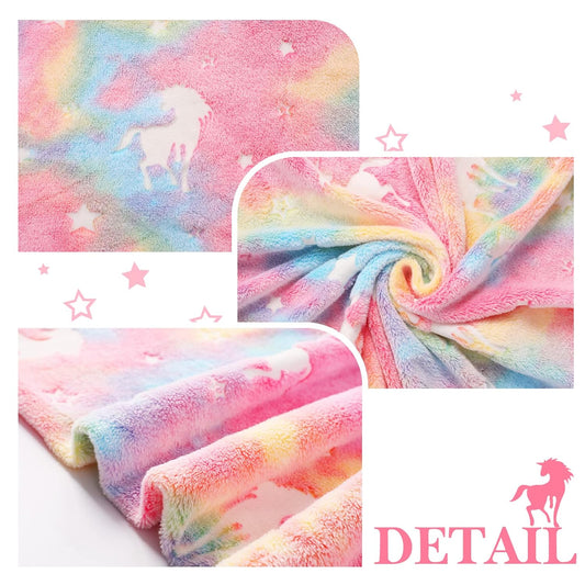 20196 Glow in The Dark Blanket - Random Design Throw Blanket Birthday Gift {Multicolor}