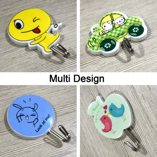 5028 (12 pkts) Self-Adhesive Wall Hooks, Cartoon Theme 3 x 12 pkts =36 hooks