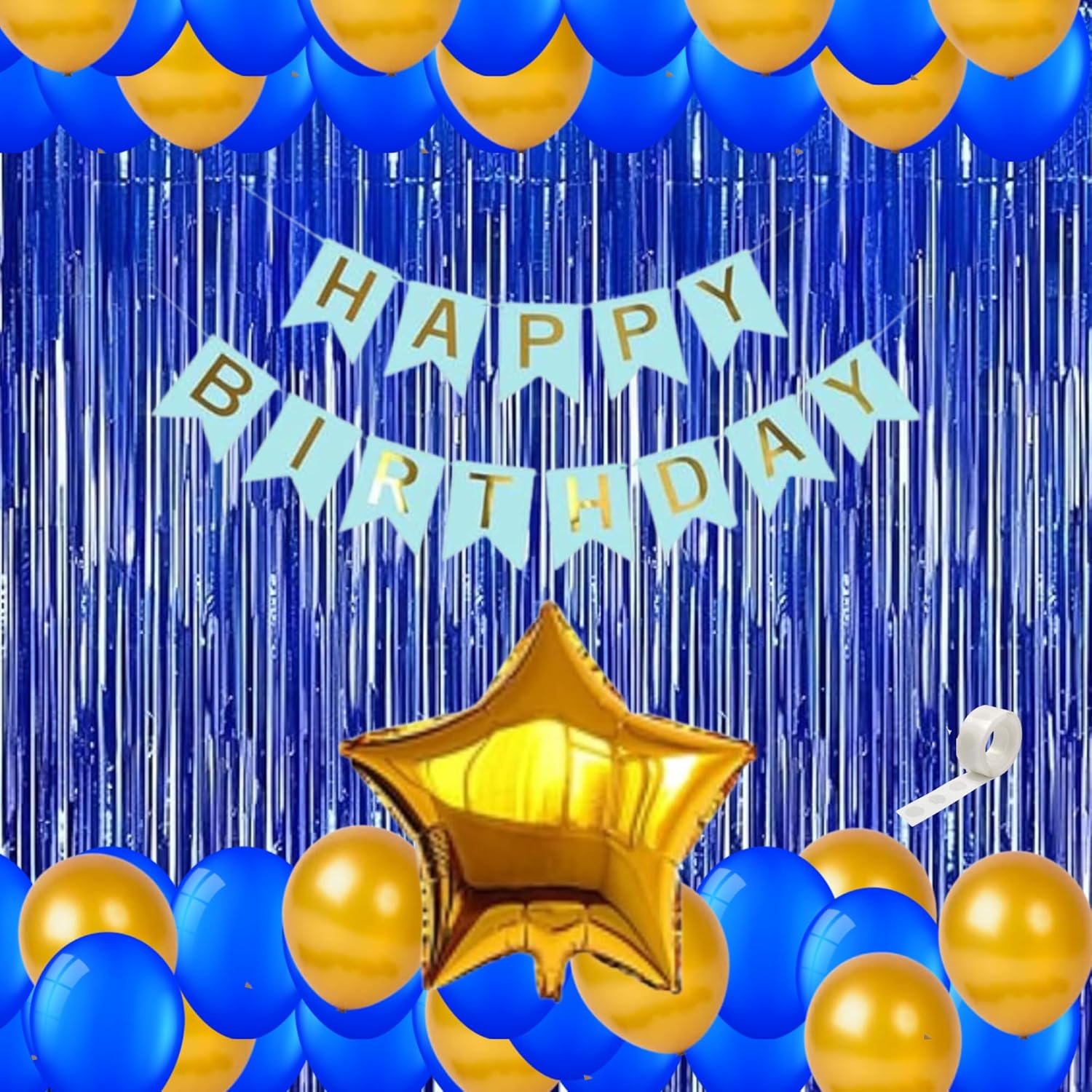 20353 Happy Birthday Party Decorations for men 35pcs with HAPPY BIRTHDAY Foil Curtains Balloons with Star Foil for Boys
