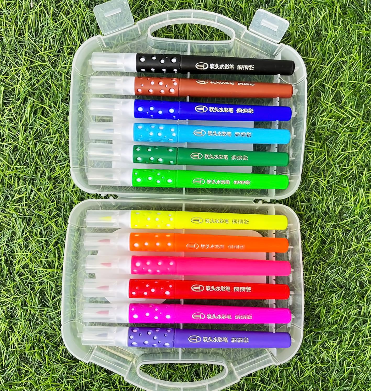 111-12 Brush Pen Soft Markers Dotted - 12 Pcs Coloring Markers Sketch Pens - Coloring Kit for Kids, Adult and Artist Marker Pens