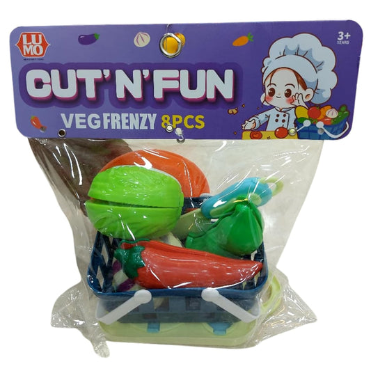 LM-421 Vegetable Cutting Set for Kids , 8PCS Vegetable with Basket, Knife, Plate & Chopping Board Toys