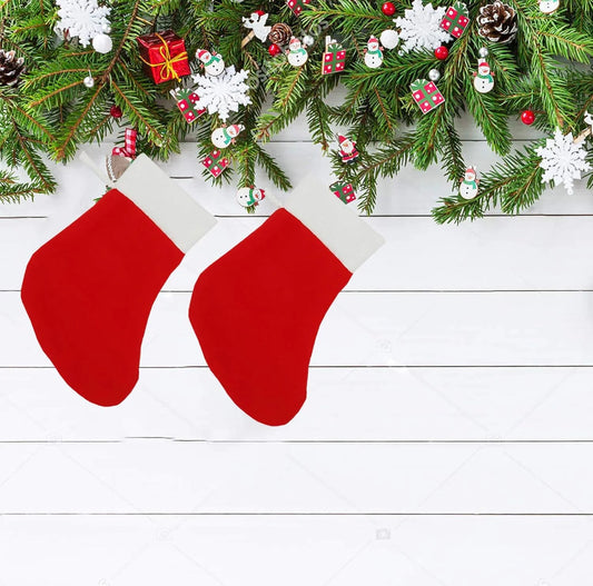 8073 (2 Pcs) Christmas Santa Socks Candy Gift Bag 13 cm