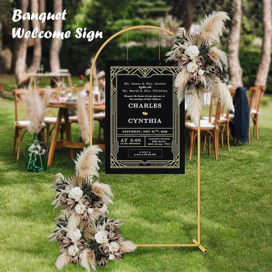 21081   Metal Arch Backdrop Stand Gold Wedding Balloon Frame Pergola Arbor 4ft.