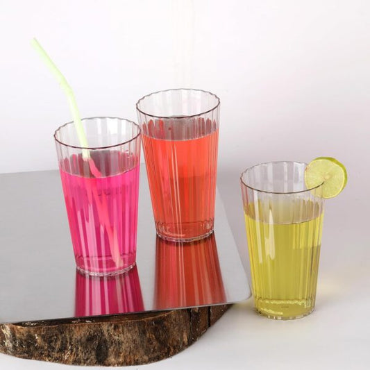 10334 Propel Line Design Plastic Water Glass Perfect for Home, Restaurants and Parties Set of 6 pcs