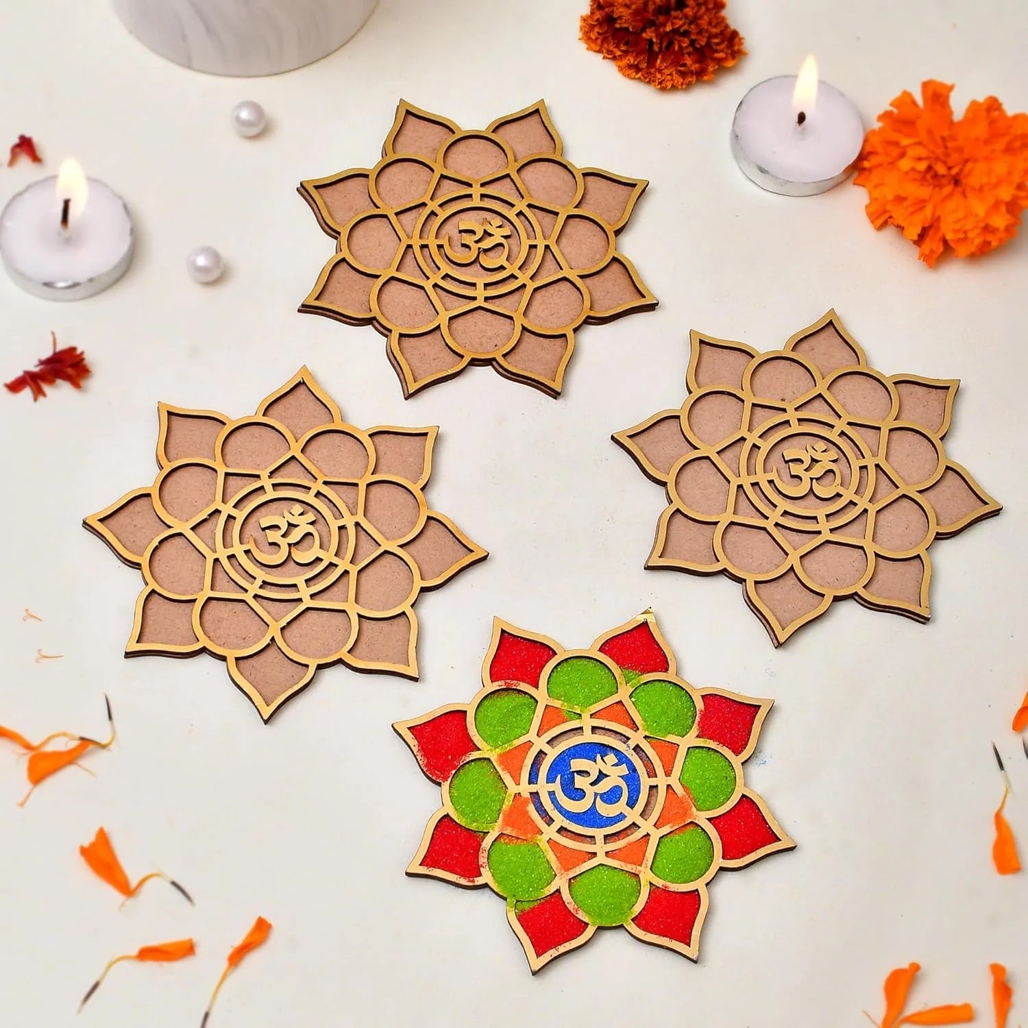 5063 Reusable Wooden Base 12″ inch Rangoli Template mat