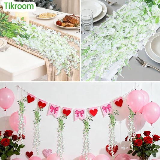 20966 (Pack of 12) Artificial Hanging Wisteria Flower Vines  (red, blue, white, purple, pink, green, yellow)