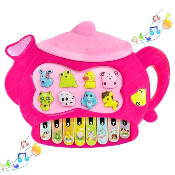 10725 Piano for Kids – Electric Teapot with Organ Keyboard Musical Instrument Toys, Teapot Keyboard with Flashing Lights, Animal Sounds and Songs, Musical Toys for Kids (Multicolour)