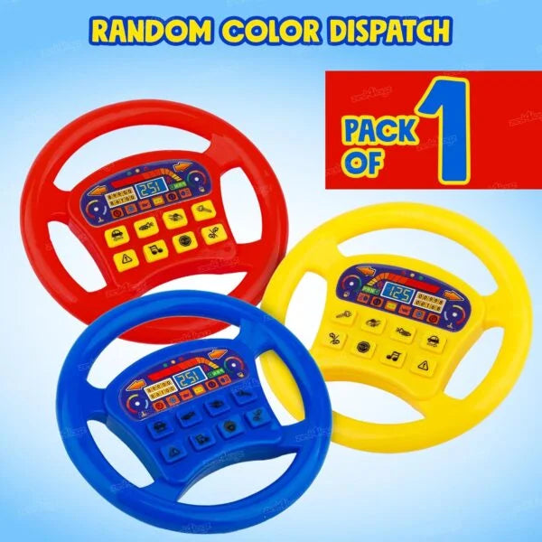 020055 Steering Wheel Toy with Music and Sounds Rotating Wheel Car Police Ambulance Fire Siren Effects Fun Play Toy (Random Color)