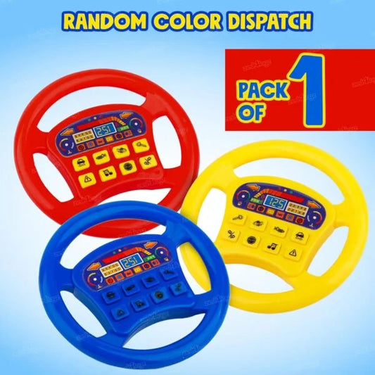 020055 Steering Wheel Toy with Music and Sounds Rotating Wheel Car Police Ambulance Fire Siren Effects Fun Play Toy (Random Color)