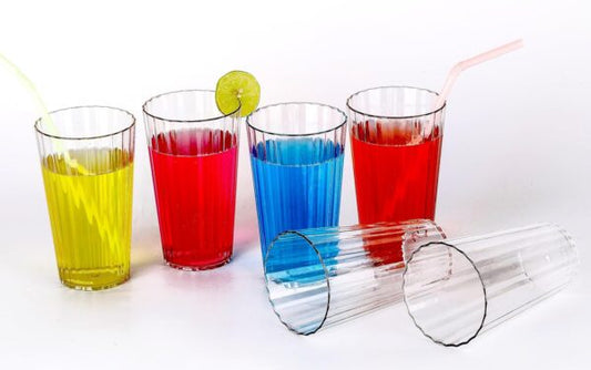 10334 Propel Line Design Plastic Water Glass Perfect for Home, Restaurants and Parties Set of 6 pcs