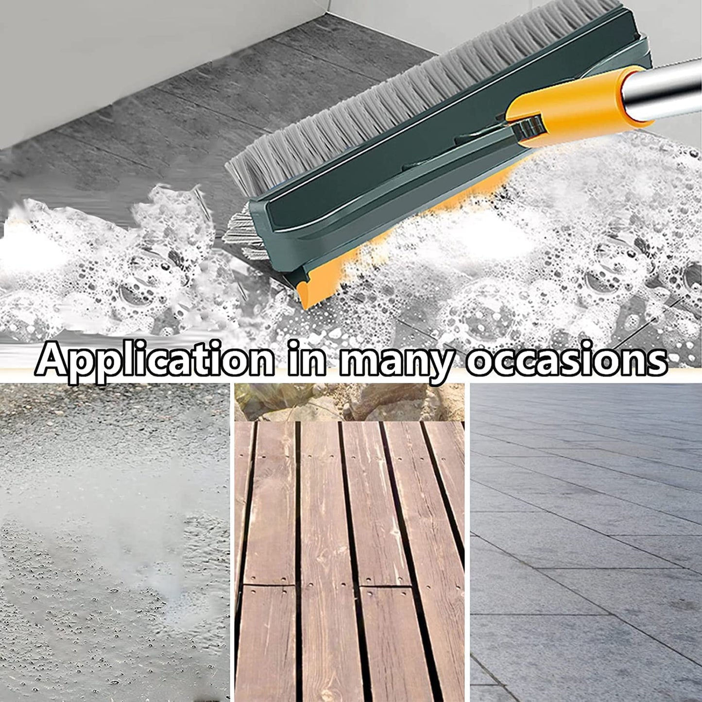20376 Bathroom Cleaning Brush with Wiper 3 in 1 Tiles Cleaning Brush Floor Scrub Bathroom Brush with Long Handle 120° Rotate Bathroom