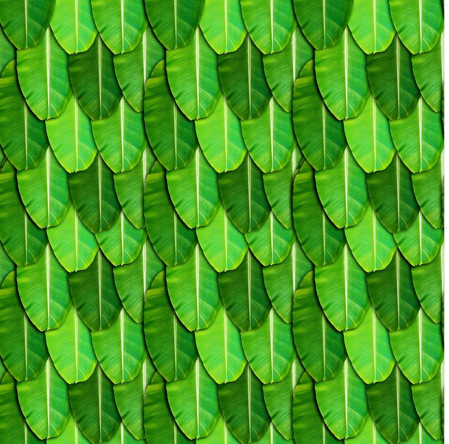 PJD-398  Green Banana Leaf Printed Backdrop Cloth, Polyester, 8Ft x 8Ft, for Satyanarayan Pooja, Ganesh Chaturthi, South Indian Festival Decoration, Washable and Reusable