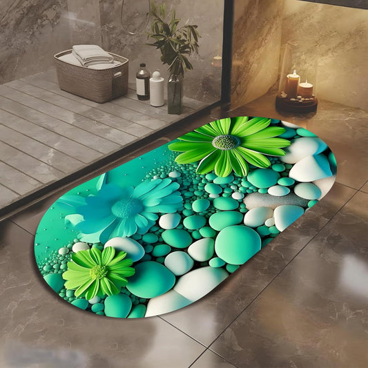 20452 Bathroom mat, Door Mat, Floor Mat, Bathroom Decor, Anti-Slip, Absorbent Bath Rug, Quick Drying, Easy Care Shower Rug, Decorate {Random Design}