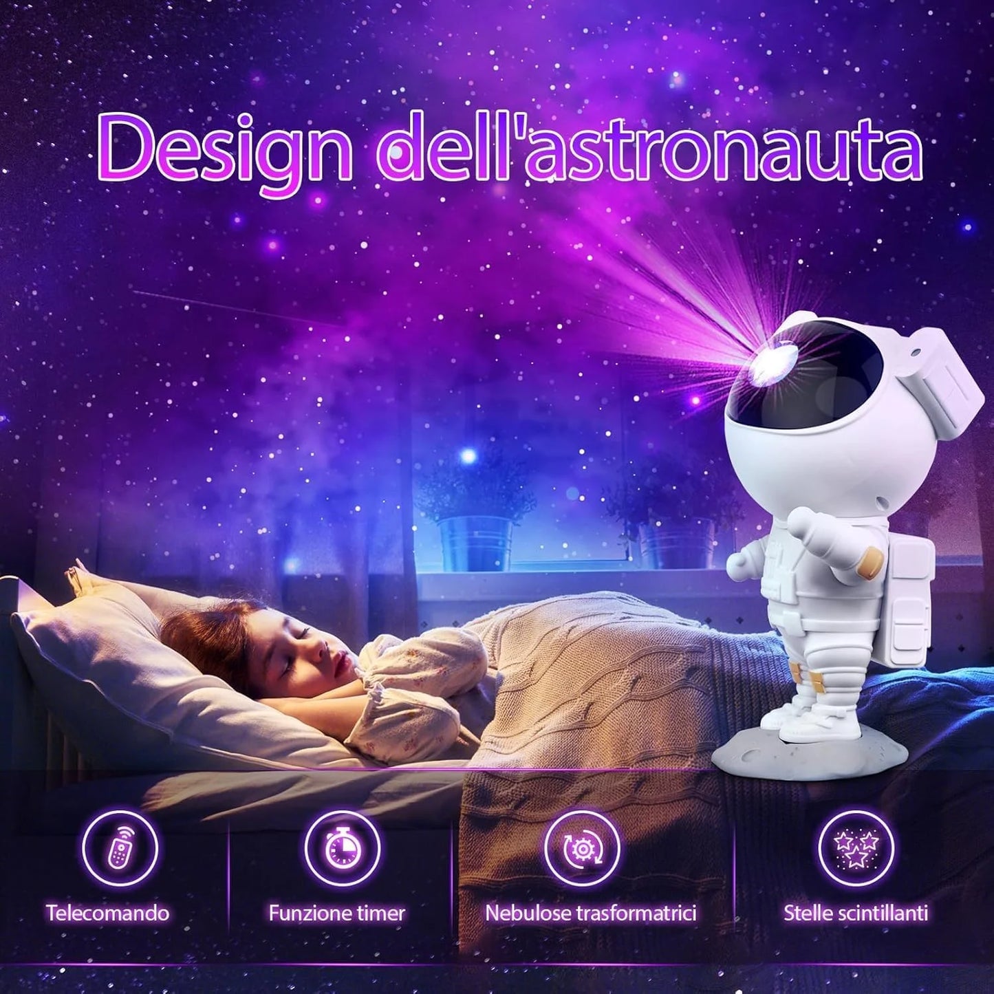 10083 Astronaut Starry Sky Galaxy Projector, Astronaut Star Projector with Timer and Remote Control, 360° Rotatable Head, Adjustable Brightness and Speed,