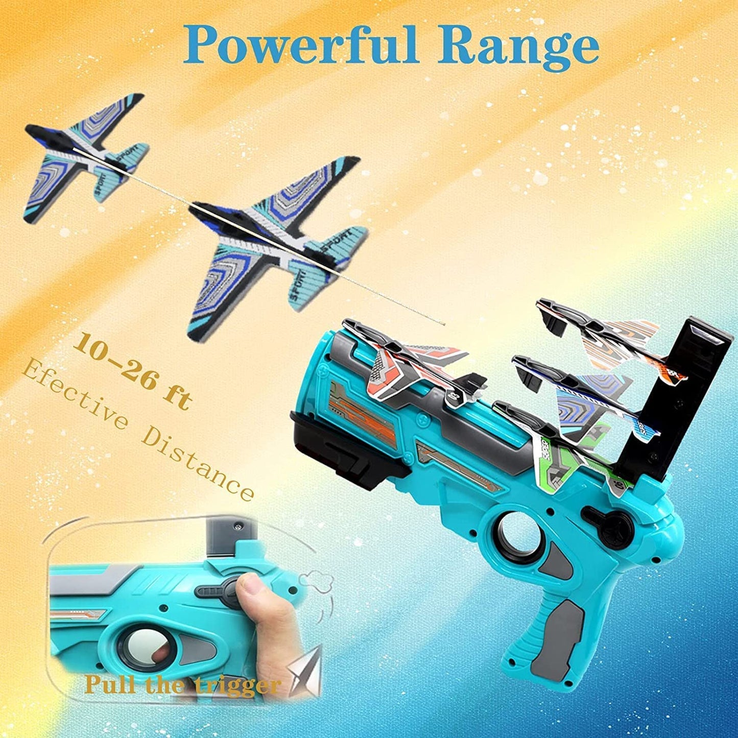 20521 Air Gun Toy with 4 Glider Aircraft Foam Bullets, Gun Toy Pistol for Boys Kids for Shooting | Best Gift for Boys Kids Children for Indoor & Outdoor Sports
