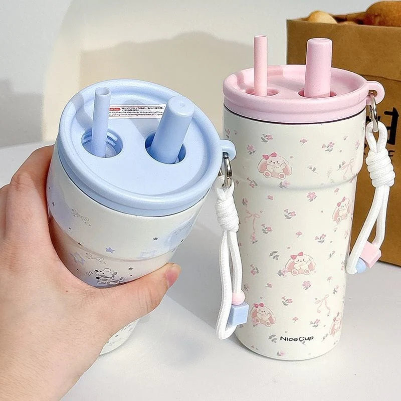 911131 Cute Sip Stainless Steel Straw Tumbler 500ml {Random Design}