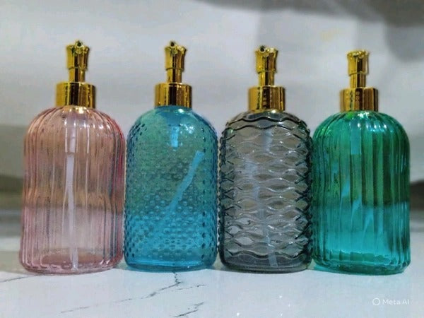 11135 Clear Glass Soap Dispenser, Liquid Hand Soap Dispenser Bottle with Pump for Bathroom, Wash Basin, Handwash Liquid Bottle {Multicolour}