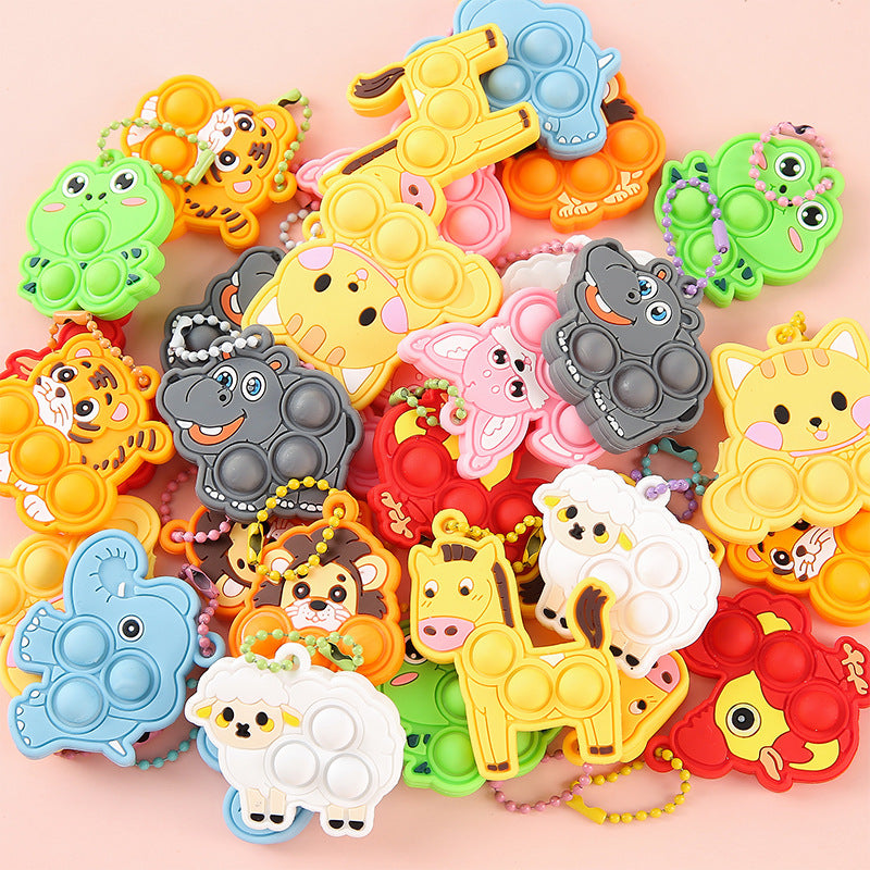 20821  Animal Pop Fidget Toys Party Favors, Silicone Animal Fidget Sensory Toys Soft Keychain Bubble Popping Toy {Random Design}