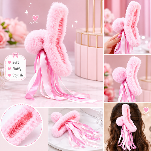 20640 Claw for Women Fluffy Plush Hair Clips Soft Winter Clamps for Thin Thick Long Hair Super Grip Elegant Hair Clips Gifts For Girls {Multicolor}