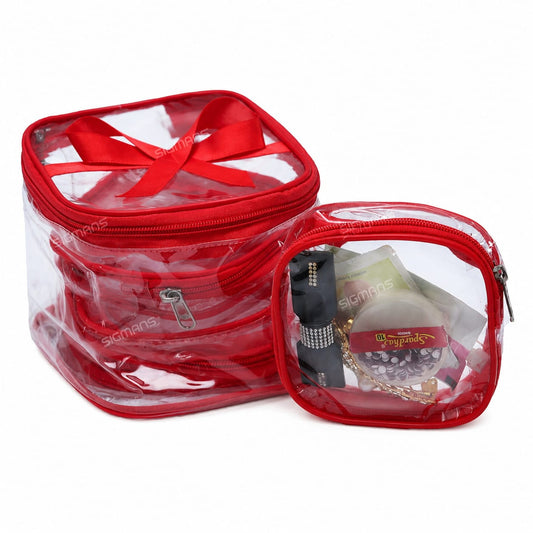 11040 {5 Pcs} Transparent Makeup Box Jewellery Organizer/Jewellery Storage Bag Pouch/Travel Kit Organizer/Jewellery Box {Random Color}