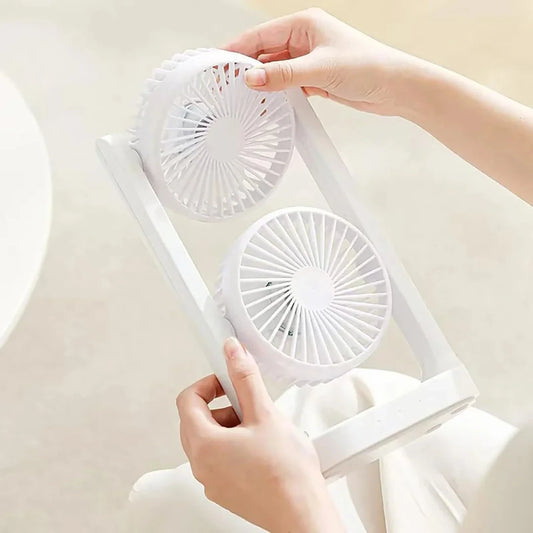 20177 360 Degree Rotation Illuminated Dual Desktop Fan with 3 Speeds