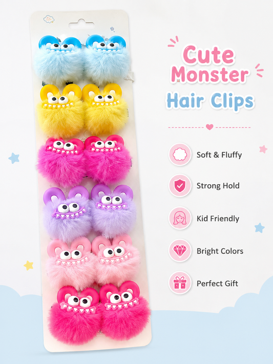 20639 Labubu Big Eyes Cute Ears Fur Ball Hairpins Sweet Girl Side Hair Clip Hair Accessories for Women