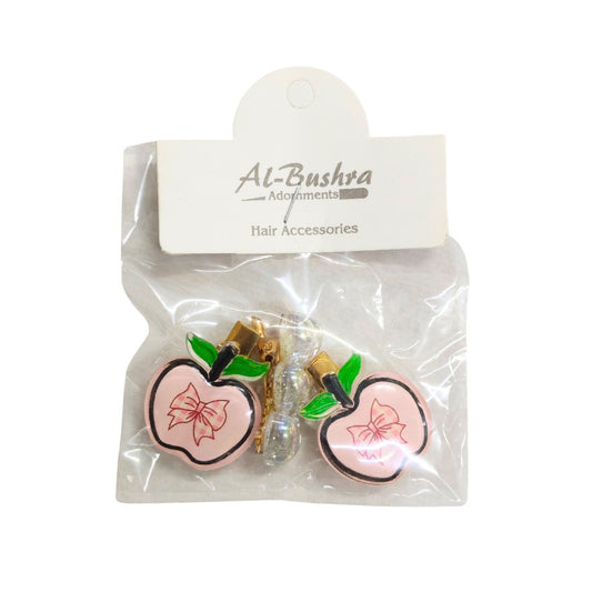 20615 Apple Hair Clips with 1 heart clip  Accessories for Girls Women Gift {Random Color}