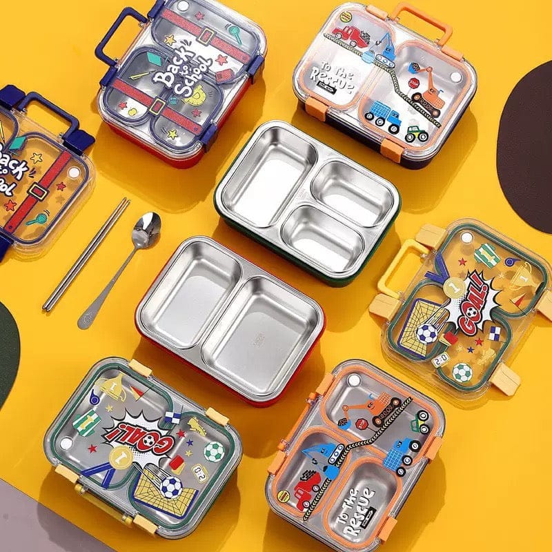 LX-7156 {700 ml}  Lunch Box Stainless Steel, Leakproof Tiffin Box for Kids {Random Design}