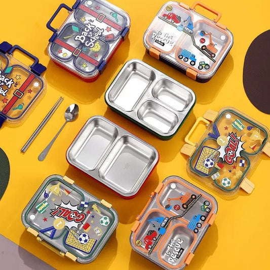 LX-7156 {700 ml}  Lunch Box Stainless Steel, Leakproof Tiffin Box for Kids {Random Design}