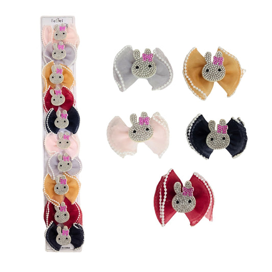 20618 {Pack of 10} Multicolour Fancy Bow Shaped Hair Pins For Womens and Girls