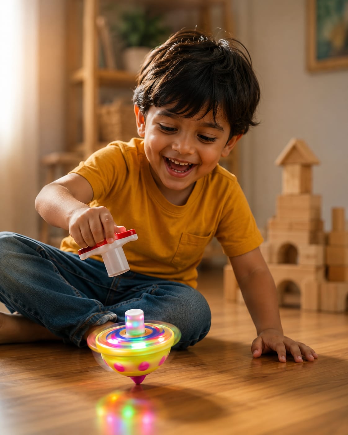 21052 Light-Up Spinning Top Toy with Launcher – Fun & Colorful Battle Game