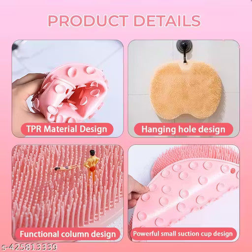 1128 Shower Foot Scrubber, Wall-Mounted Back Scrubber, Silicone Bath Massage Cushion Brush with Suction Cups, Bathroom Wash Foot Mat Exfoliating Dead Skin Foot Brush {Multicolor}