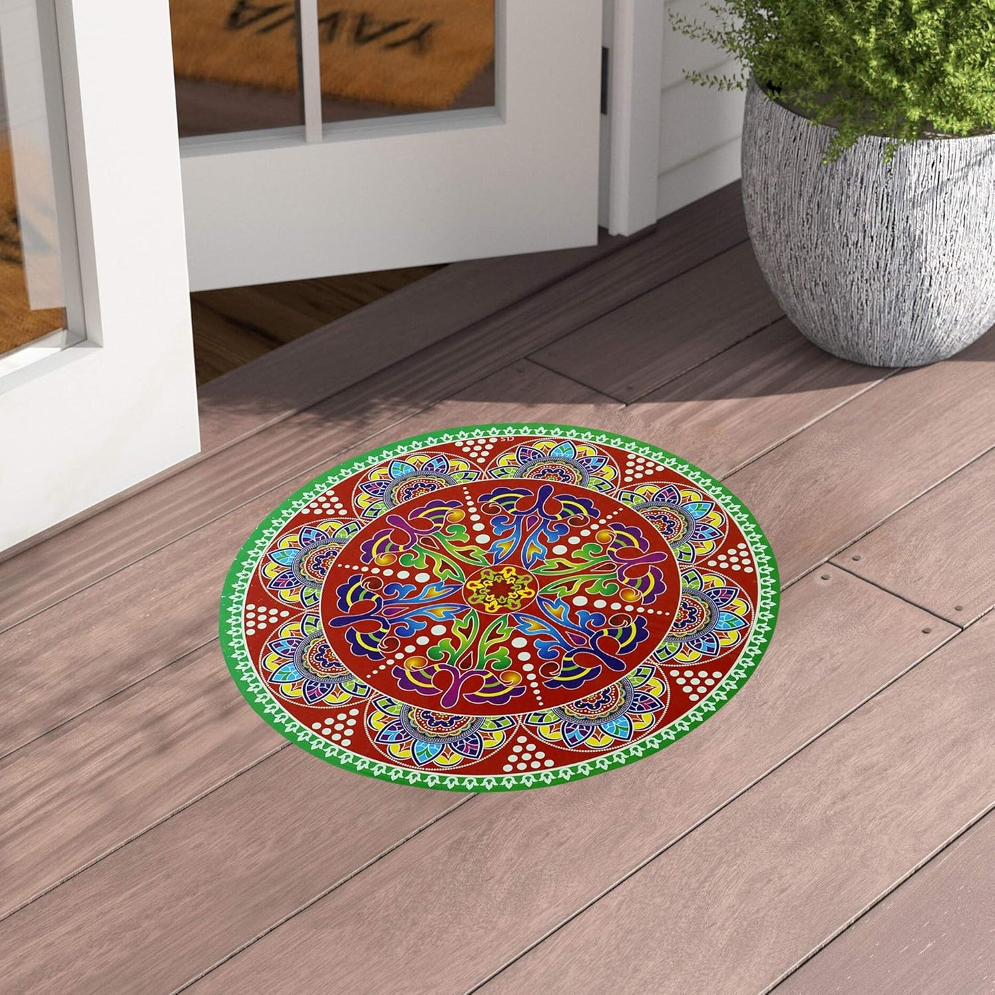 20424 { 5pcs } Multicolor Rangoli Floor Stickers Diwali Rangoli Stickers PVC Vinyl Wall Sticker Shubh Deepawali Sticker