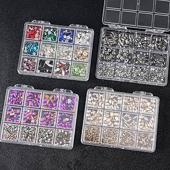 10267  24 Slots Empty Clear Nail Art Decoration Storage Box Nail Glitter Rhinestone Crystal Accessories Container Storage Box