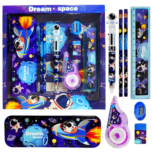 8462 Stationery Kit with Pencil Pen Eraser Sharpener and Pencil Box for Boys and Girls, Birthday Gift for Kids (Multicolor)