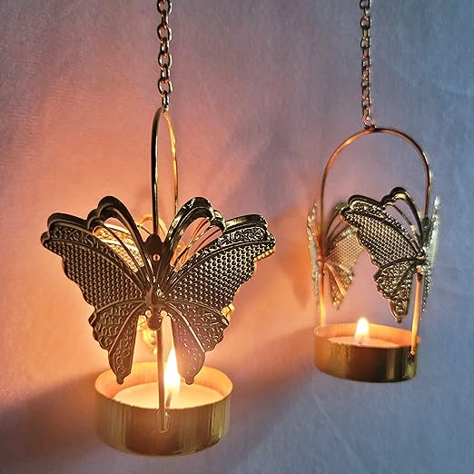 20428 Butterfly Hanging Metal Tea Light Candle Holder