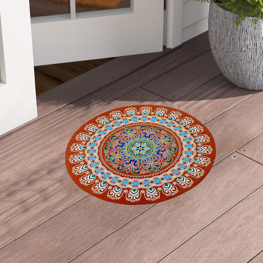 20424 { 5pcs } Multicolor Rangoli Floor Stickers Diwali Rangoli Stickers PVC Vinyl Wall Sticker Shubh Deepawali Sticker