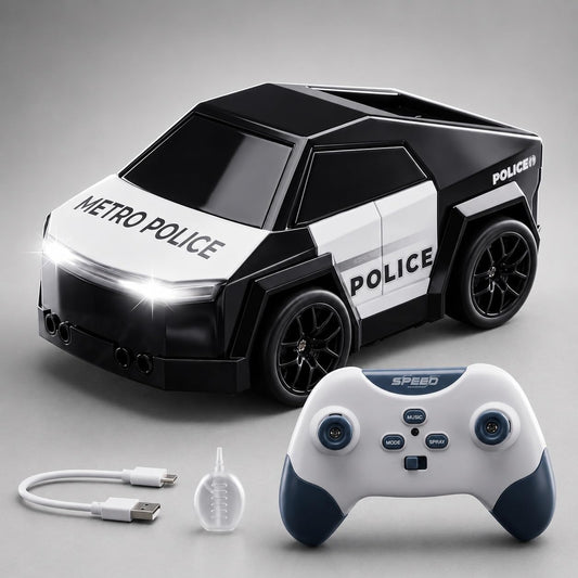 20873 Mini Police Drift Car for Kids with Spray Mist Effect, LED Lights, Music & 360° Drift Stunt Car Toy Rechargeable Mini Police Vehicle for Boys Girls