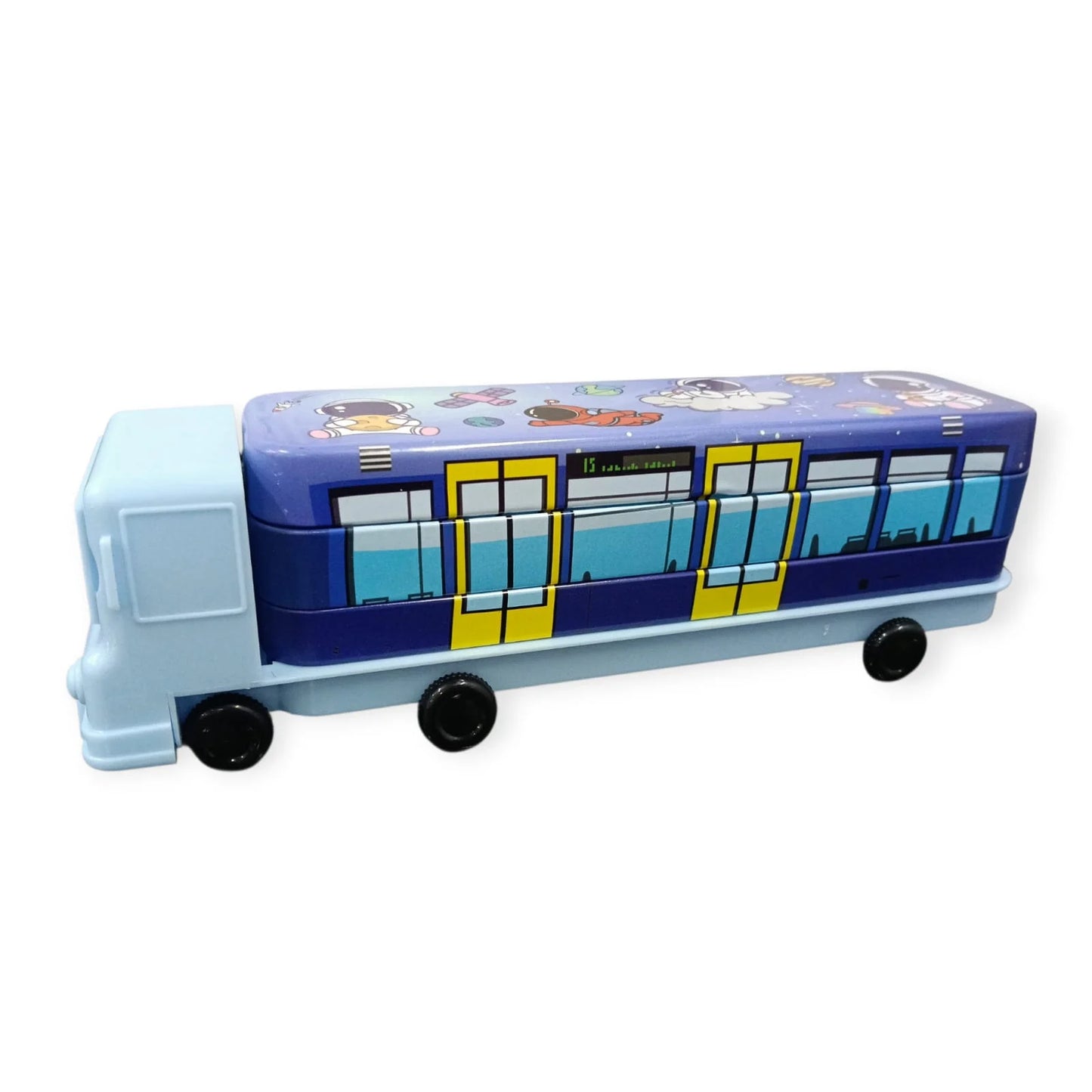 QZ-6151 Bus Pencil Box Blue School Bus Pencil Case for Kids, Pencil Box