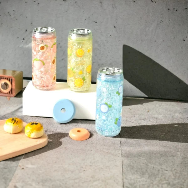 9074 Cute design Double Layer Bottle with Inside Sequence Glitter 240 ml