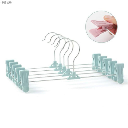 20712 Trouser Hangers, Skirt Hangers with Adjustment Plastic Grip Pant Hangers {Random Color}