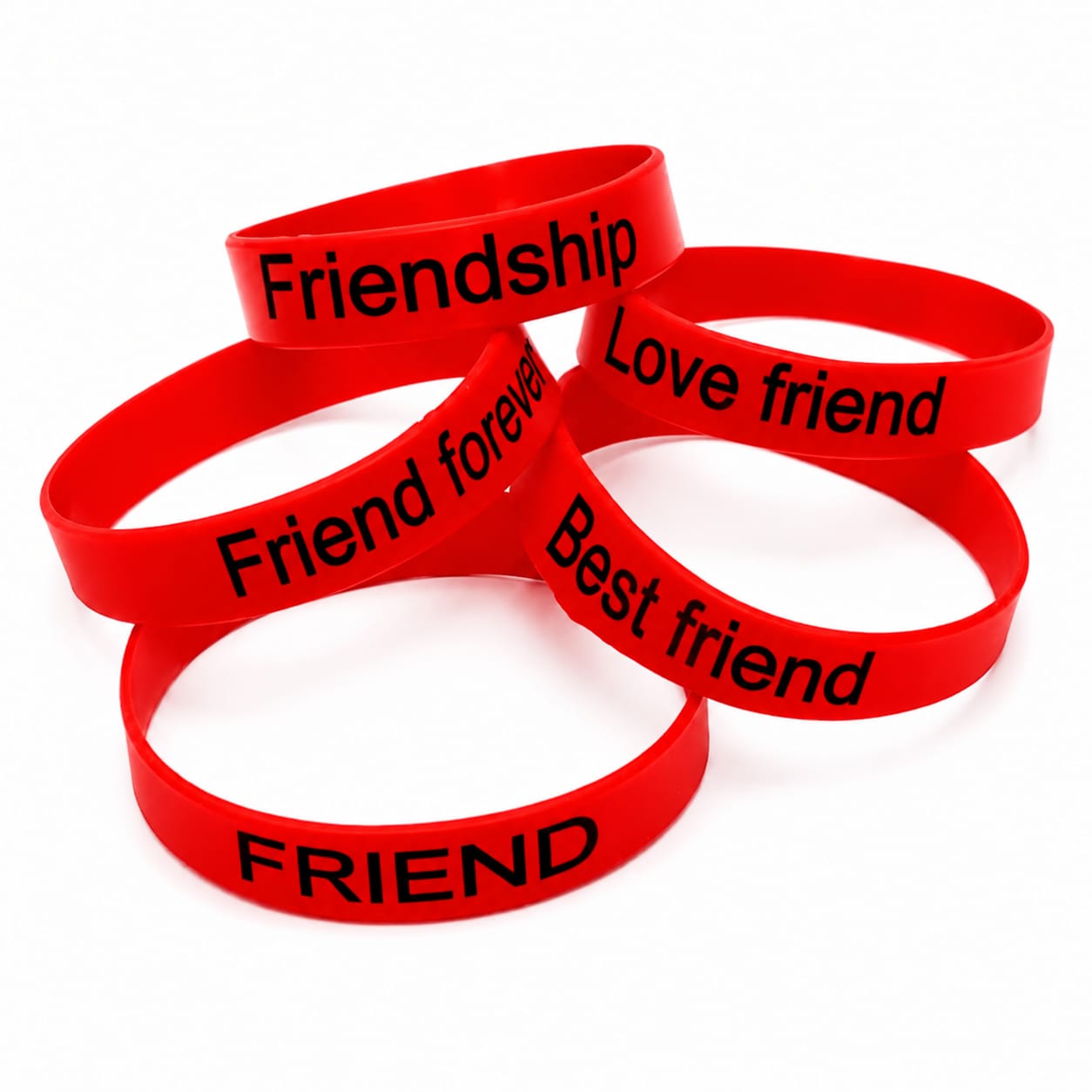 20818 {90 Pcs} Red Silicone Friendship Bands for Kids, Girls & Boys | Motivational Printed Wristbands | Stretchable Rubber Bracelets