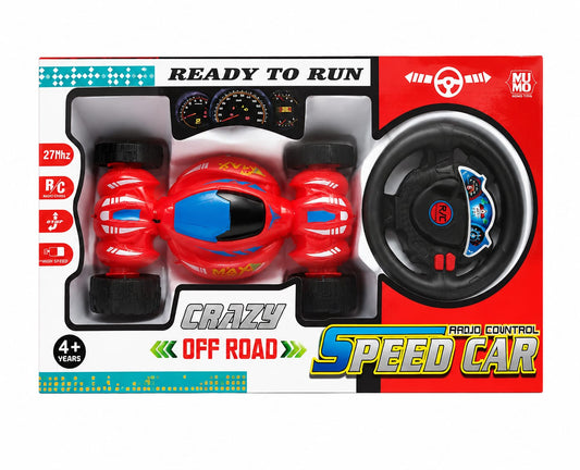 LMI-8005 Remote Control Stunt Car for Kids – 360° Flipping RC Off-Road Crawler, High-Speed Electric Toy Car with Steering Wheel Controller for Boys & Girls – Red