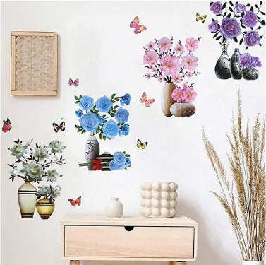 DX001-024 3D PVC Floral Wall Stickers | Peel & Stick Wall Decals for Living Room, Bedroom, Fridge, Almirah & Home Decor small size -33*19cm