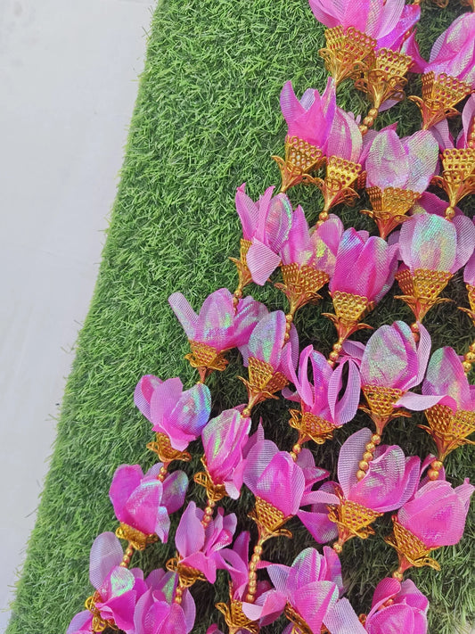 6085 (10 pcs ) Sparkle Flower Moti Latkan 3 ft each