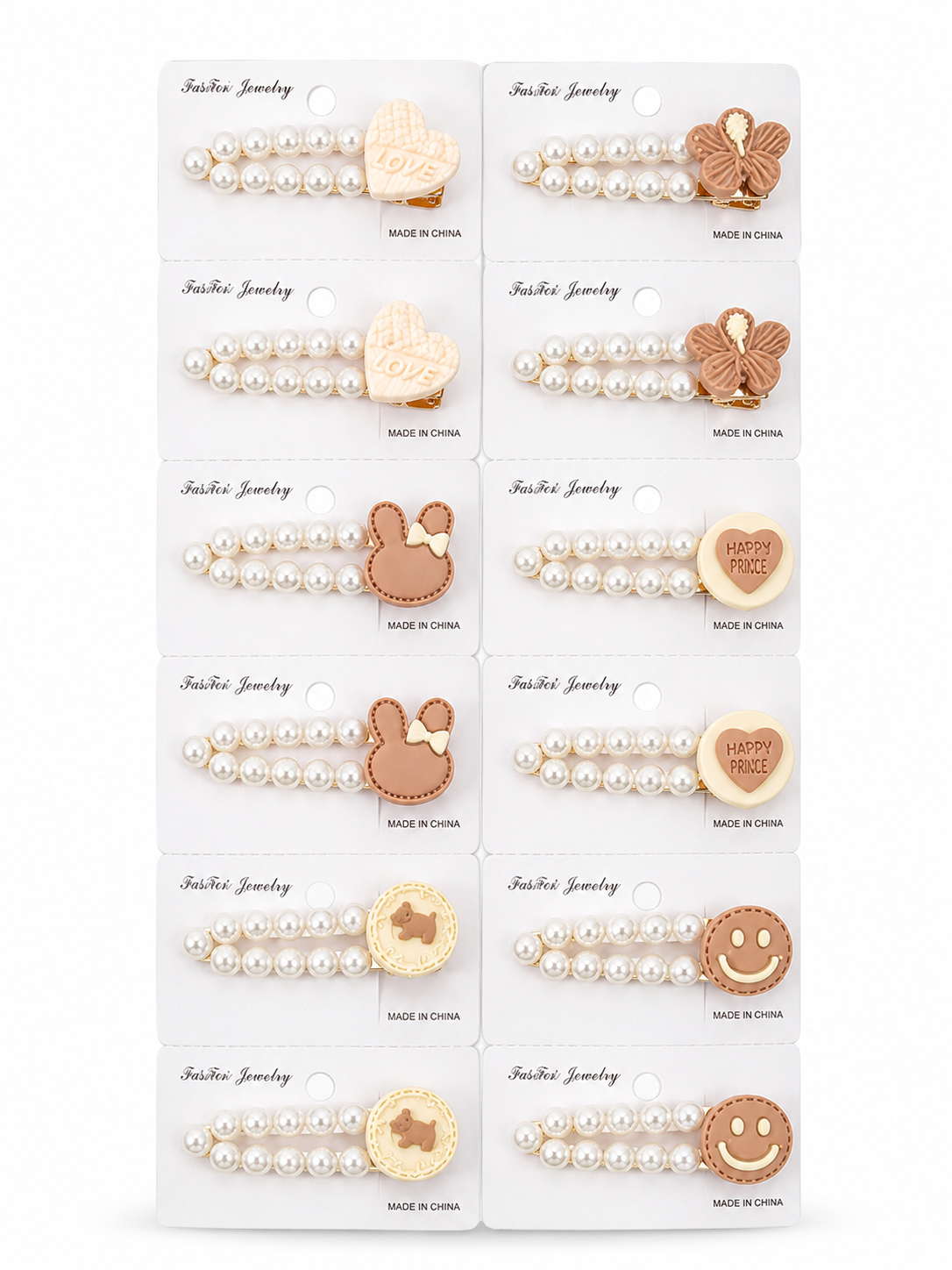 20904 {Pack of 12} Premium Pearl Hair Clip for Girls | Cute Cartoon Pearl Hair Pin | Korean Style Hair Accessory