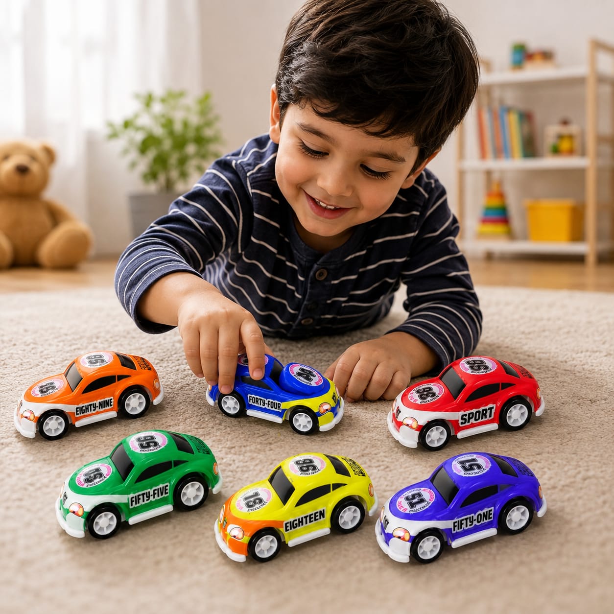 LMI-399-359K6 (Set of 6) Mini Pull Back Toy Cars for Kids – Colorful Die-Cast Simulation Vehicles,Friction Powered Racing Cars,Multicolor,Fun & Safe Toy for Toddlers and Kids